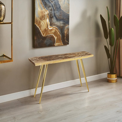 120cm Solid Wood Top Console Table