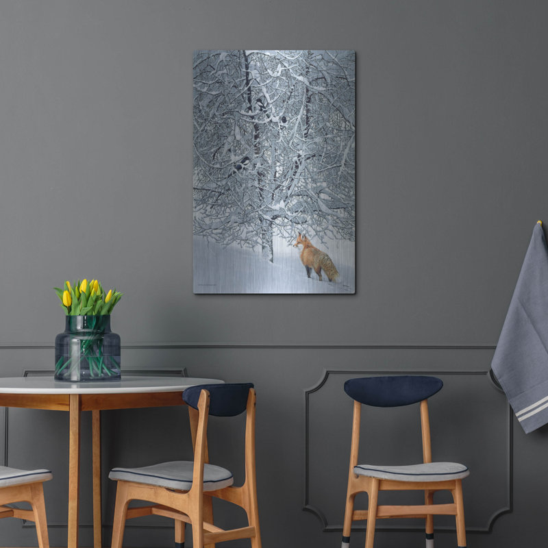 «Fox In Snow» par Harro Maass sur métal, H 36 po x l 24 po