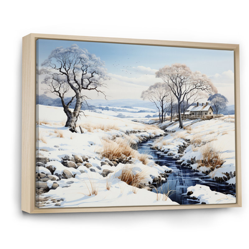 Snow River Winters Solitude sur toile, Cadre naturel flottant, H 30 po x l 40 po x P 1,5 po