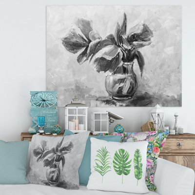 «Mono Still Life Of Flowers In A Vase», reproduction d'art sur toile