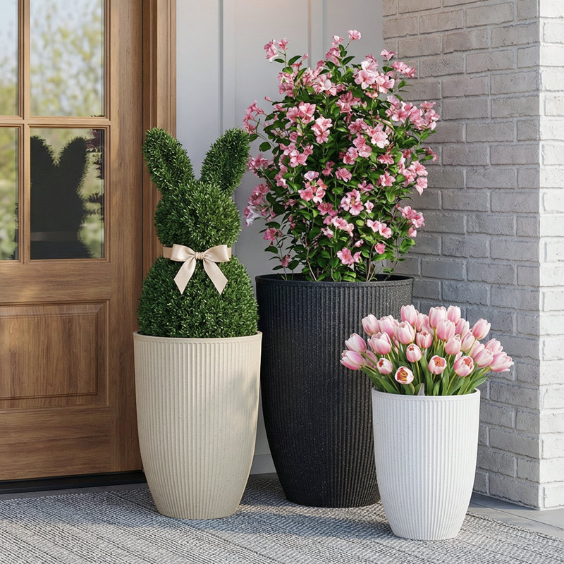 PE Tapered Round Pot Planters Set