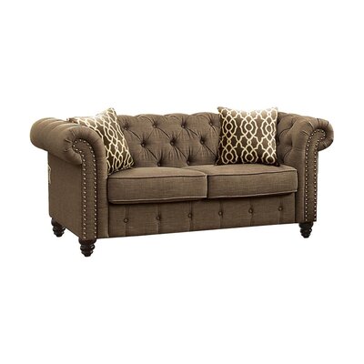 Pamila 67"" Linen Rolled Arm Chesterfield Loveseat -  Darby Home Co, 1E75959E27974EE89D13ACF8EE1E3B37