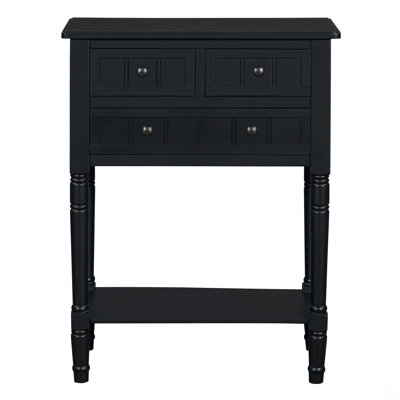 Narrow Console Table, Slim Sofa Table With Three Storage Drawers And Bottom Shelf