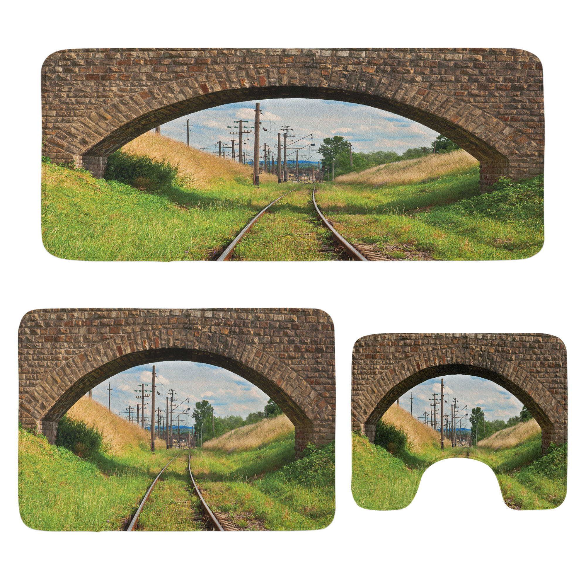 East Urban Home Rustic Bathroom Rug Set 3 Pieces U-Shape & Rectangle ...