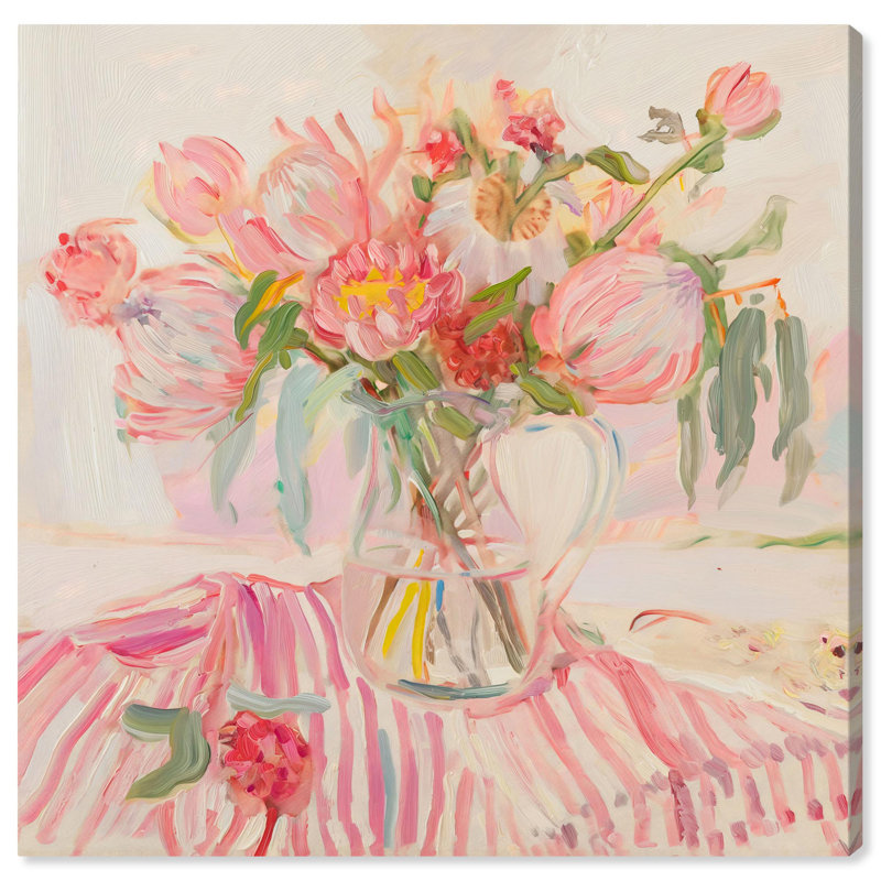 «Candy Stripe Bloom», art tendance par Art Remedy, H 40 po x l 40 po, Toile tendue