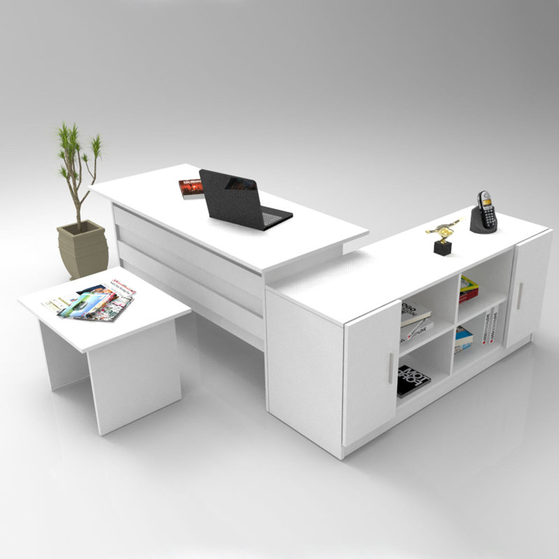 Burakcan 3 Piece Writing Desk Office Set, White