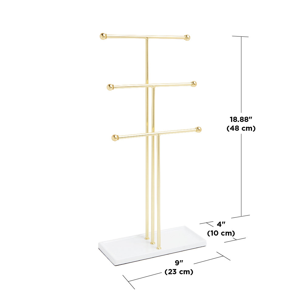 Jewelry Stand, White/Brass