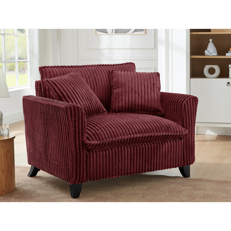 Fauteuil en velours côtelé l 46 po, Rouge