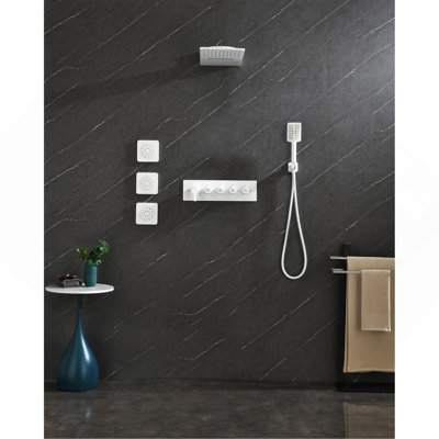Système de douche à pluie murale avec 3 jets de corps et douche à main