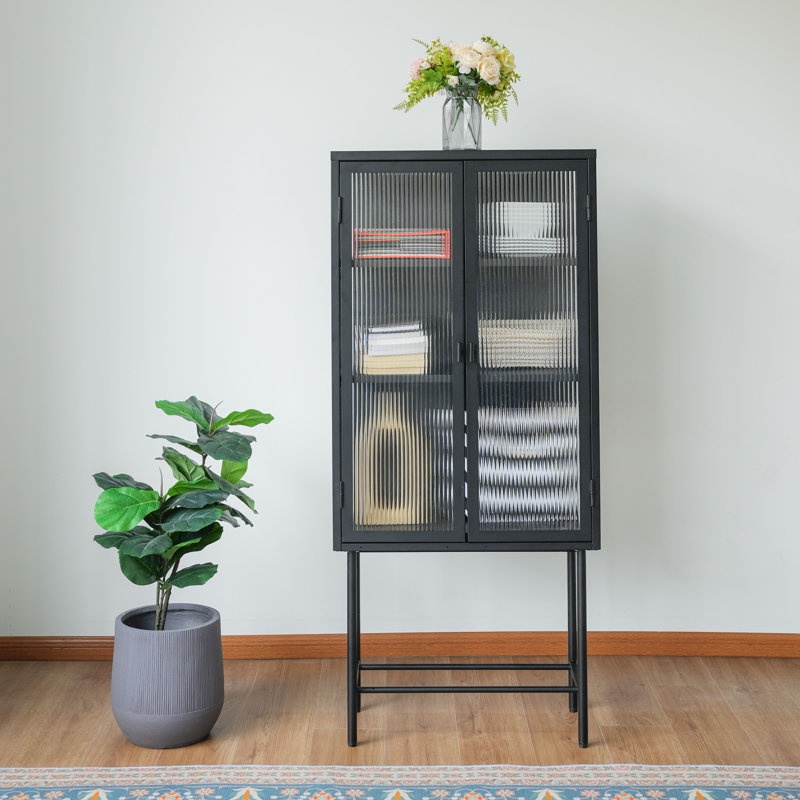 61''H Accent Cabinet With Removable Shelves, Black