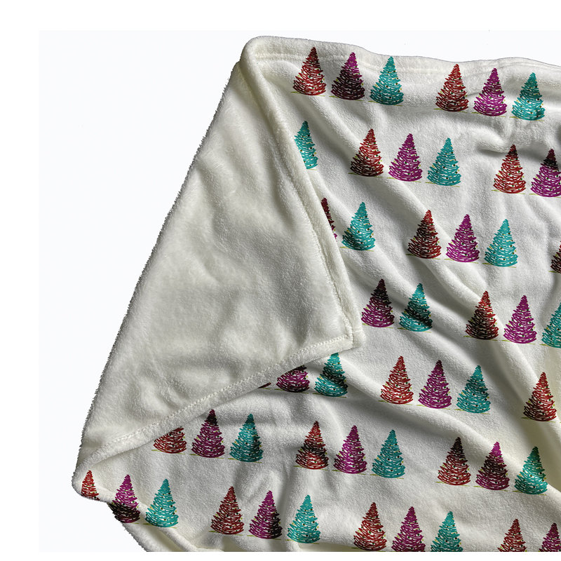 Merry Trees Pattern Christmas Throw Blanket, 50" W x 60" L, Multi/Bright