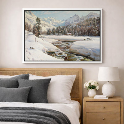 Hiver, montagne alpine, art de paysage, images de salon, impression sur toile encadrée, impression numérique.