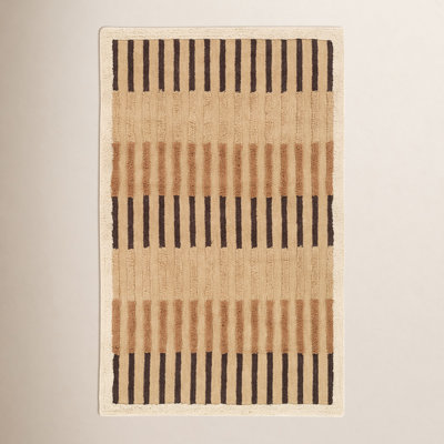 Brown Hand-Tufted Geometric Rug