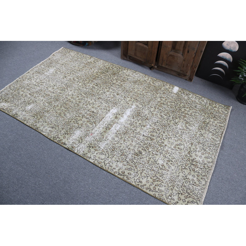 Tapis turc en laine fabriqué à la main à motif géométrique doux