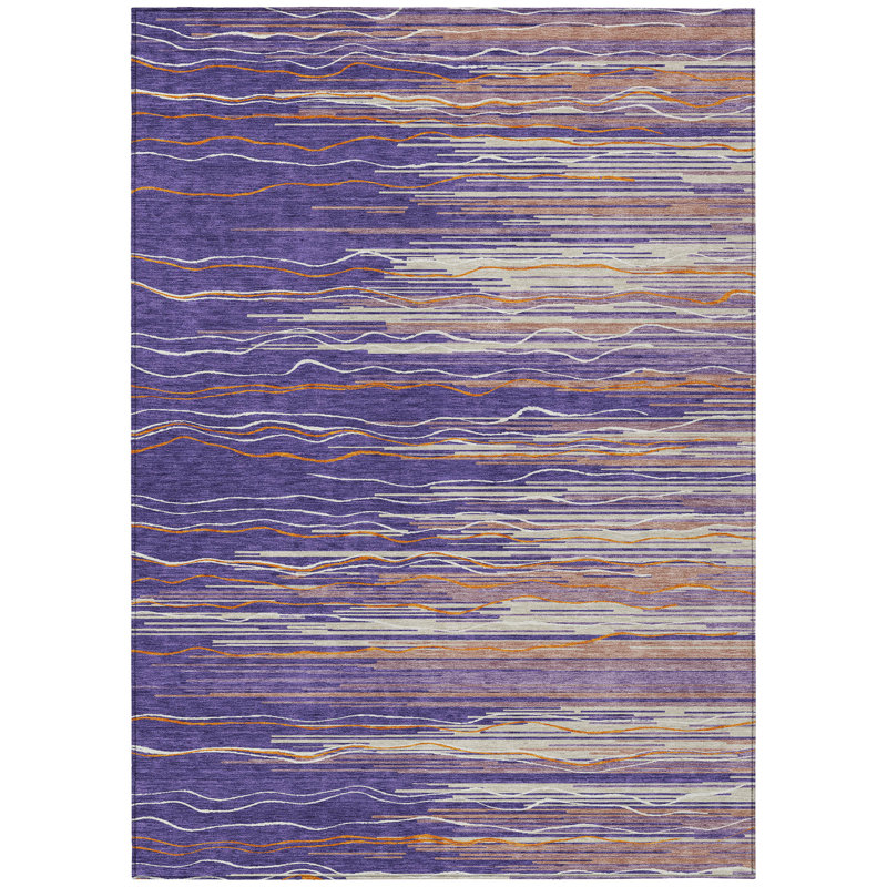 Ayra Purple Washable Indoor-Outdoor Rug - , 8' x 10'