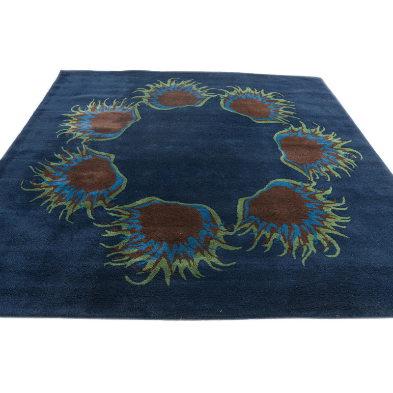 Tapis carré bleu marine Mullan