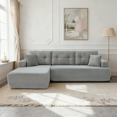Canapé modulaire incurvé en forme de L de 104 po de couleur chameau contemporain à 4 places, design sculptural et revêtement capitonné de qualité supérieure - luxe moderne pour une vie spacieuse