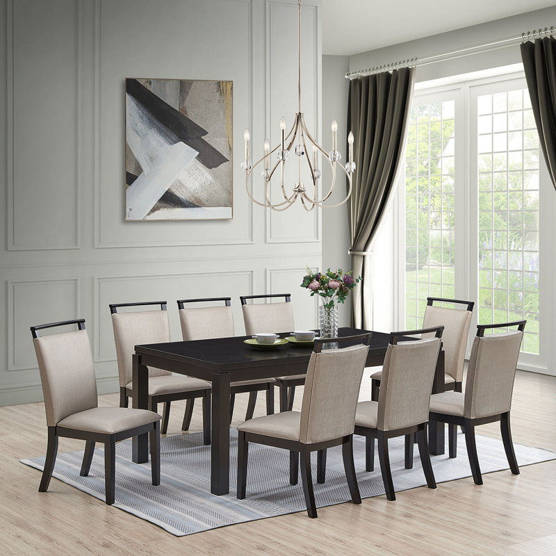 Stylish Dining Set Rectangular Table and 8-Chairs