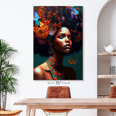Fille ethnique aux cheveux floraux