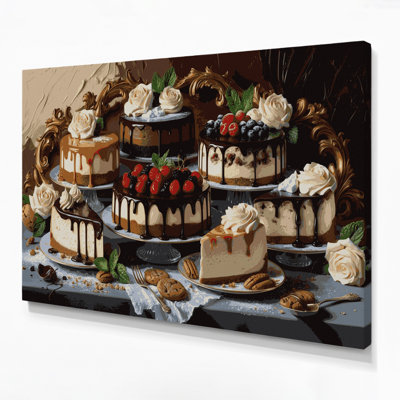 Desserts Cheesecake Black Canvas Wall Art