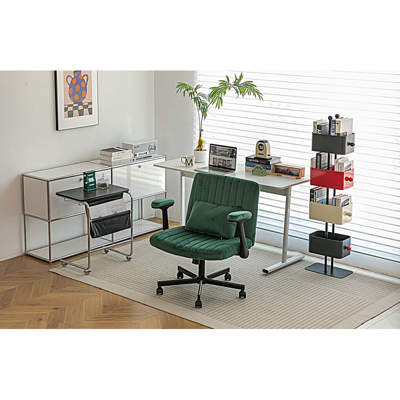 Chaise de bureau moderne avec accoudoirs, chaise de bureau d'ordinateur avec roulettes, Vert