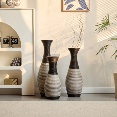 Vase décoratif moderne et artistique pour branches sèches, fleurs en soie, décoration autonome (ensemble de 3)