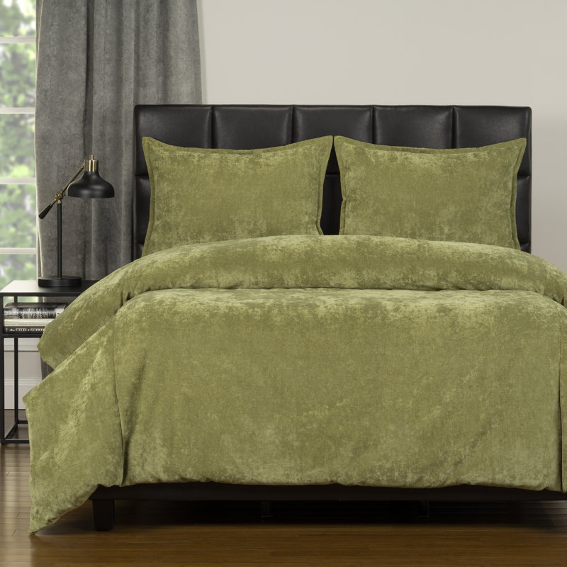 Polyester Channel Duvet Cover & Insert, Full Duvet Cover + 2 Shams, Olive