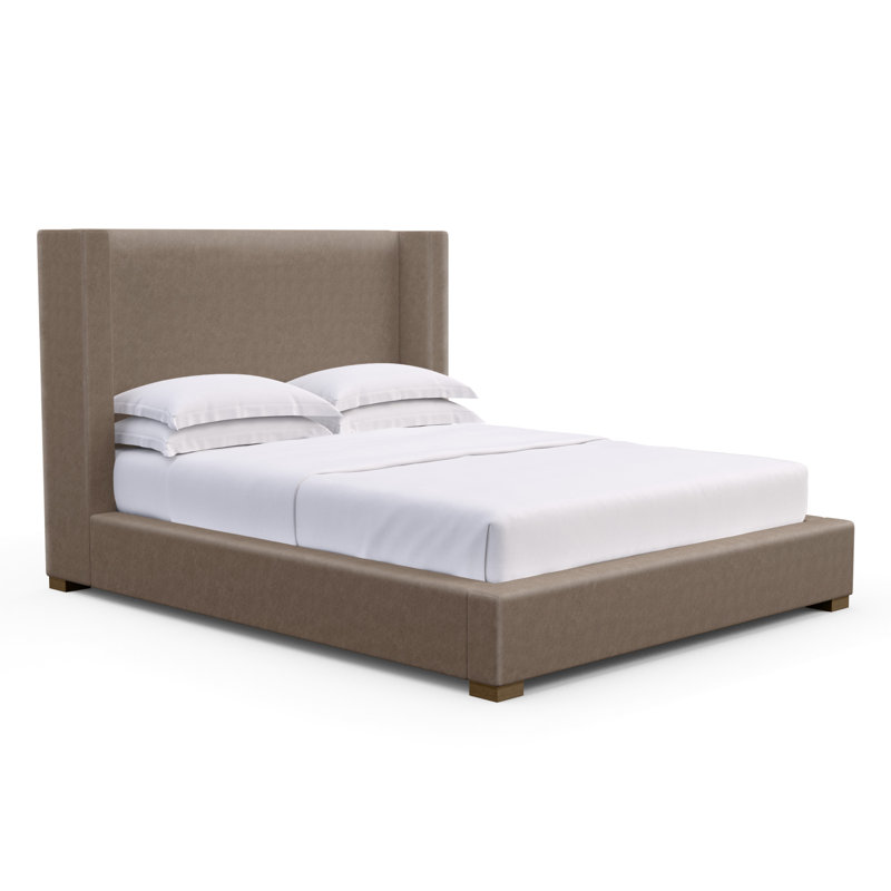 Roxborough Upholstered Wingback Bed, Full, Vintage Leather Pumice, Weathered