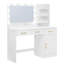 Coiffeuse avec miroir lumineux et station de recharge, table de maquillage de 99 cm (39 pouces) avec 3 tiroirs, rangement et support pour sèche-cheveux, blanche, tabouret non inclus