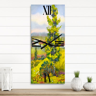 Colorful Young Orange Betulas on Bank of Calm Bay - Lake House Wall Clock