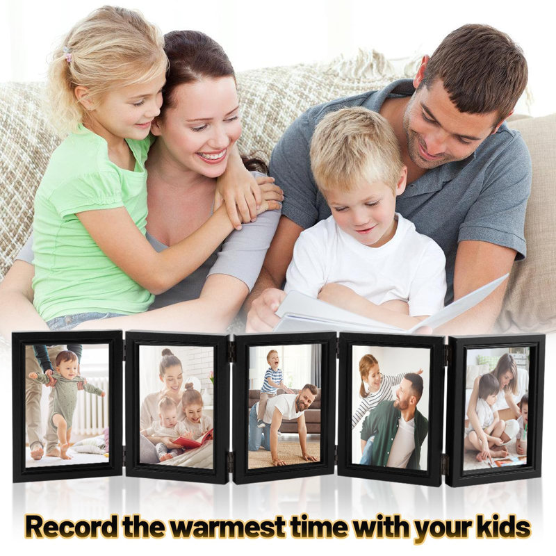 4X6in 5 Folding Picture Frame - Christmas Collage Photo Frame For Desk, Foldable Hinged Photo Frame With 5 Opening, Tabletop Multiple Family Picture Frame For Christmas Birthday Gifts