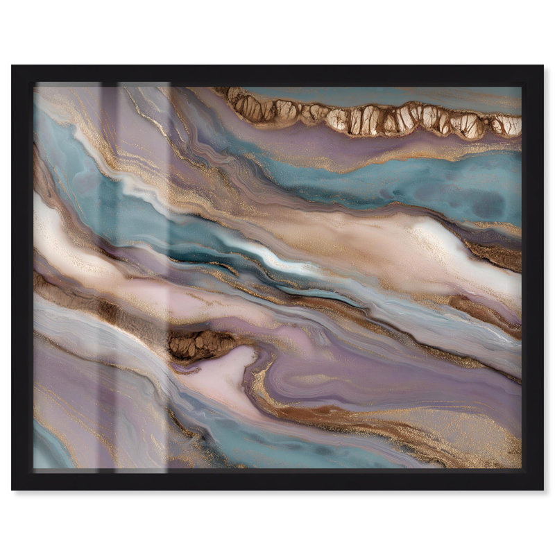 «Oceanic Amethyst Swirl Shadowbox», impression de géode par Art Remedy, H 37 po x l 46 po, Noir