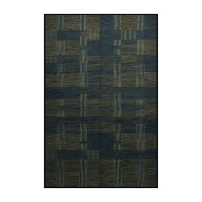 Machine Washable Checkered Gray Area Rug