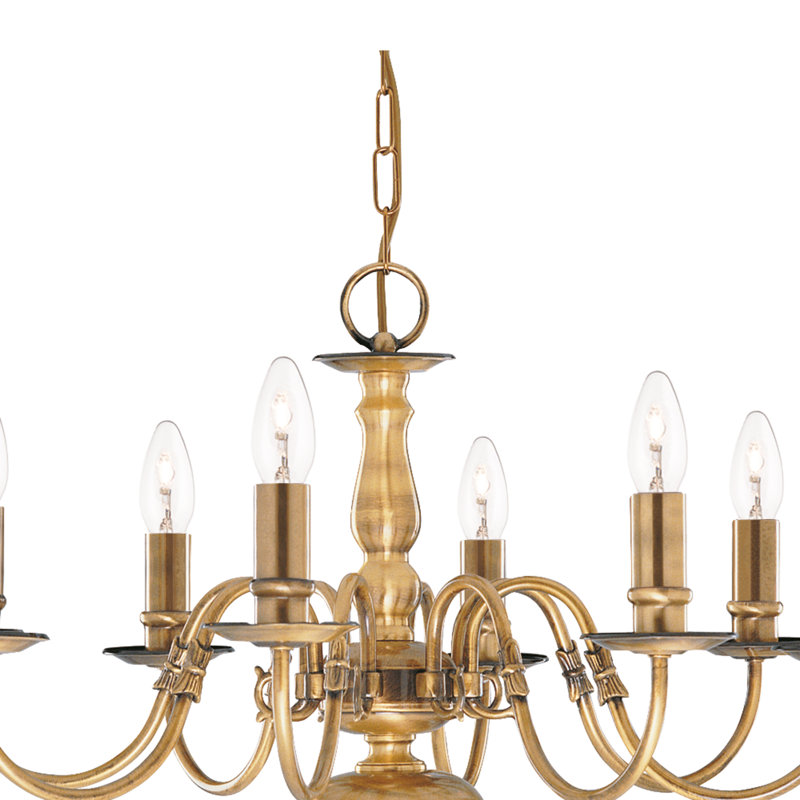 Sayers 8 - Light Candle Style Chandelier, Antique Brass