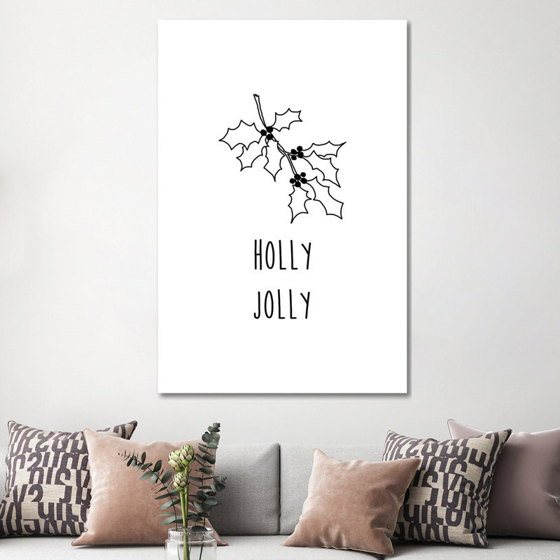 Holly Jolly B&W by Orara Studio - Wrapped Canvas Gallery-Wrapped Canvas Giclée, 152.5 cm H x 101.5 cm W