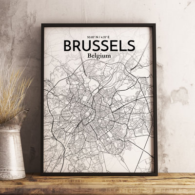 Brussels City Map - No Frame Print