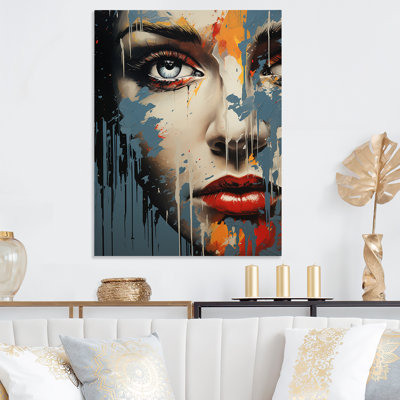 Liquid Ink Graffiti Woman Portrait I - Fashion Metal Art