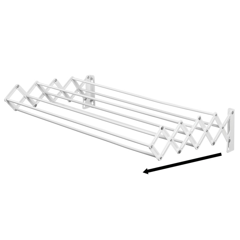 White Steel Wall Mount Accordion Clothes Drying Rack