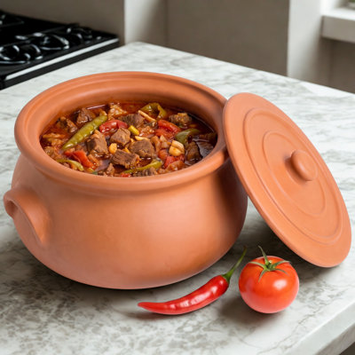 Pot en argile fabriqué à la main avec couvercle Suphan