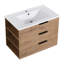 Meuble-lavabo mural 30 po, charisme imitation chêne, 3 tiroirs, lavabo en résine, poignée, fermeture en douceur, tablette latérale ajustable