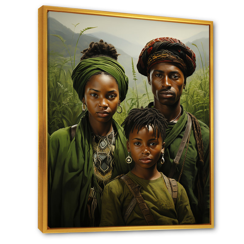 Portrait de famille des hauts plateaux éthiopiens, H 32 po x l 24 po x P 1 po, Cadre flottant doré