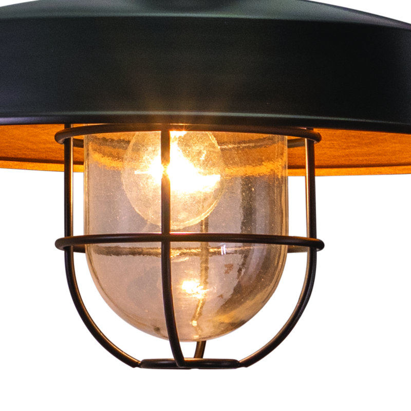 Gunnora 16.75 in. H 1-Light Dark Bronze and Light Gold Dusk to Dawn Sensor Farmhouse Outdoor Wall Sconce, Gooseneck Clear Glass and Metal Cage Shade for Exterior Porch Patio Front Door or Garage