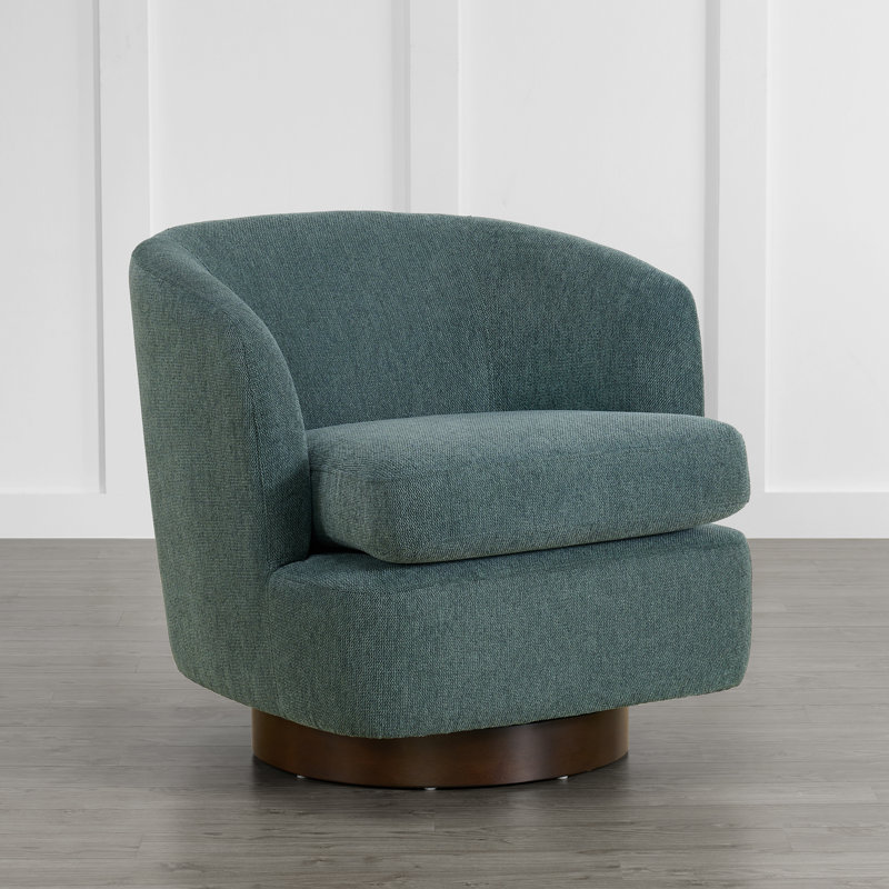 Billingslee 30'' W Swivel Barrel Accent Chair, Dark Gray