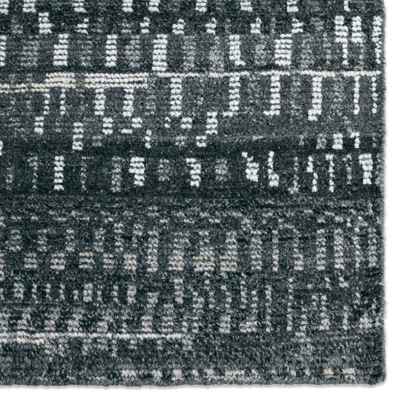 Jaipur Living Jamaal RIZ11 Handknotted Stripes Black and Gray Area Rug (6'x9'), Rectangle 6' x 9'