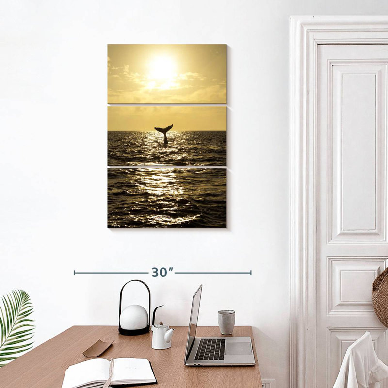 Brampt Sunset Humpback Whale, 32" H x 20" W