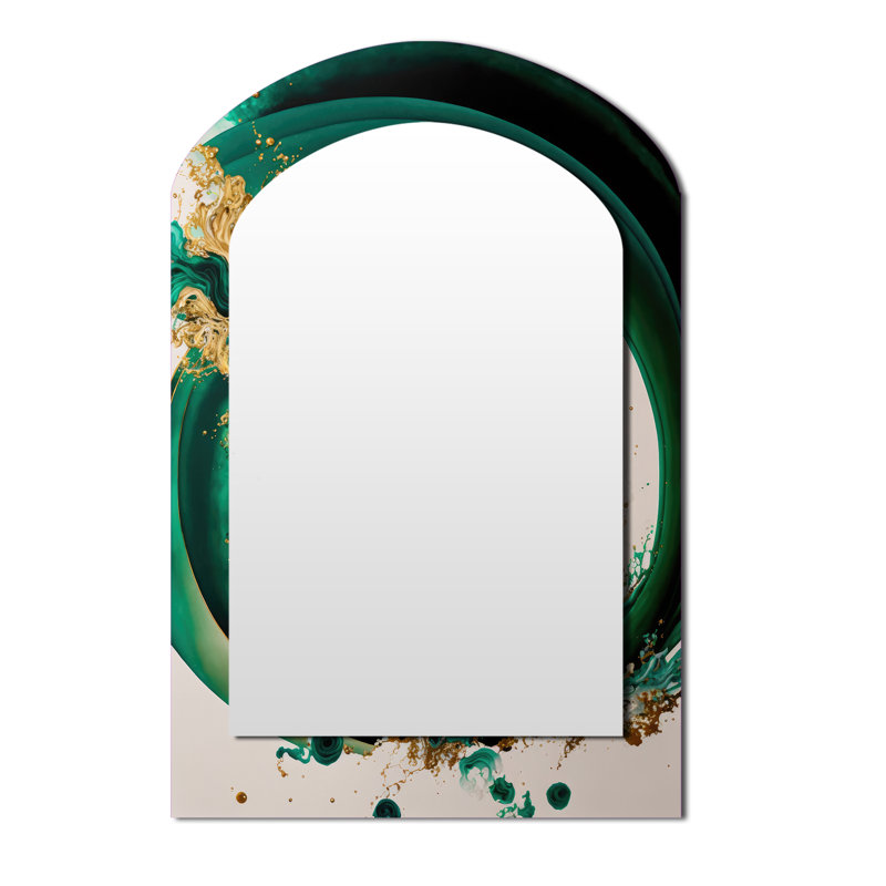 Miroir mural vert émeraude abstrait II, 43 po x 33 po