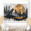 Hiver loup dans un lac de glissade en bois II - loup, art mural sur toile