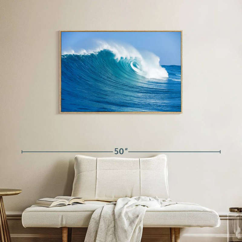 Ocean Wave Break, Cadre flottant en bois naturel, 37 po x 25 po