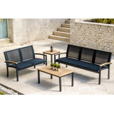 Tribeca Outdoor 6 - Piece Teak Aluminum Lounge Set