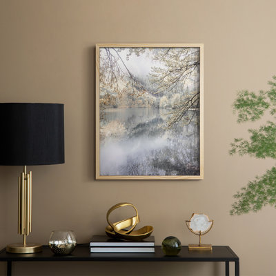 Misty Lake Framed Print - Solid Wood